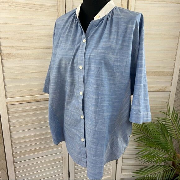 Frame Chambray Dolman Sleeve Blouse Top Large - Picture 13 of 15